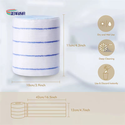 12x42cm Microfiber Cleaning Mop White Fabric Blue Stripes Non-Woven Cloth Disposable Mop Refill Pad