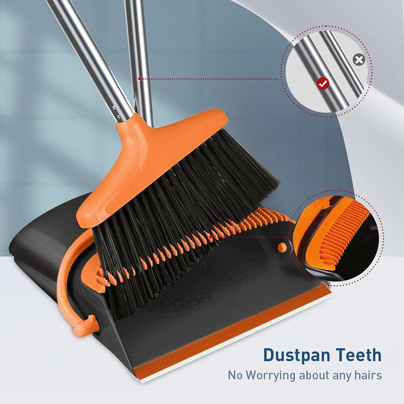 PVC 86cm Foldable Broom And Dustpan Combo Long Handle Standing Dustpan And Broom Set