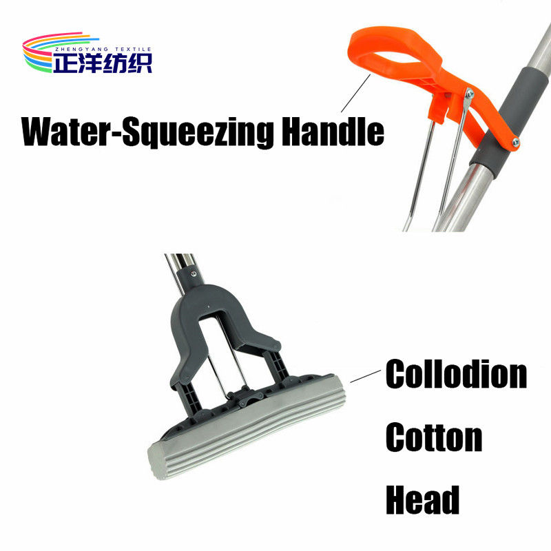 126cm Telescopic Stainless Steel Mop PVA Sponge Squeeze Dry Flat Mop