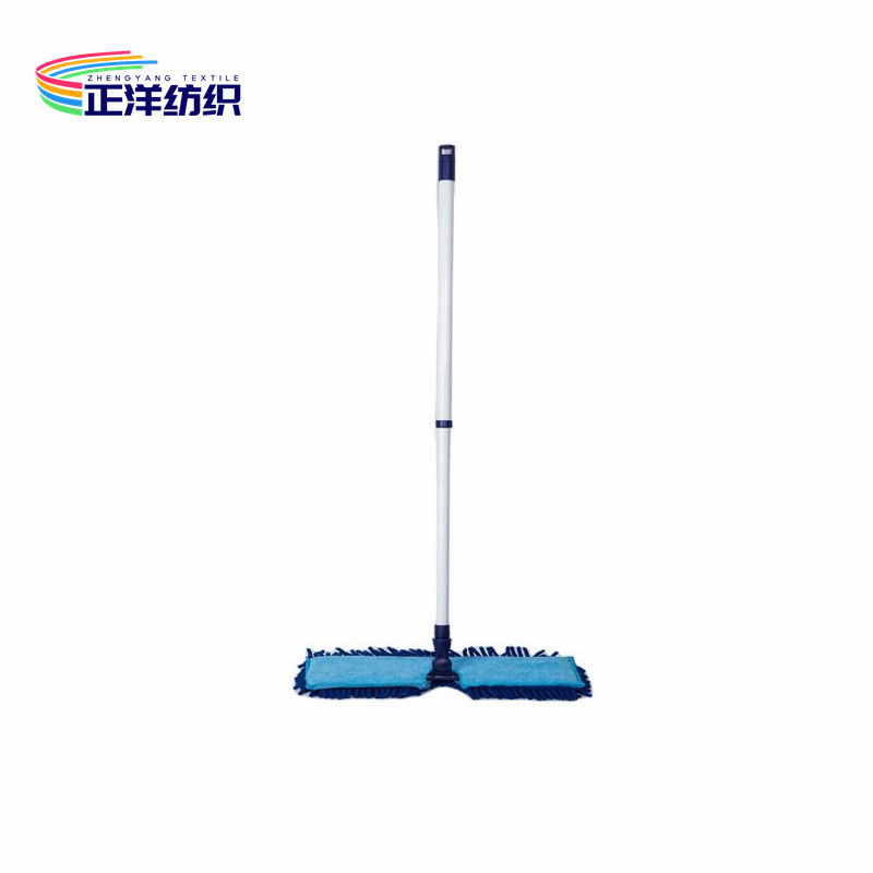 120cm Extendable Broom Stick Telescopic Steel Pole Blue Double Side Usable Microfiber Flat Mop