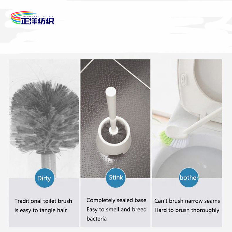 38cm Long Handle Carpet Brush TPR Silicone Material 195g Multi Color Toilet Brush With Holder