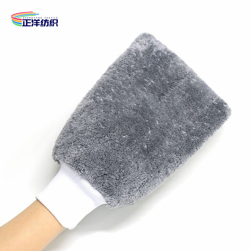 28x16cm 70% Polyester 30% Polyamide Grey Microfiber Cloth Car Washing Glove Mitt