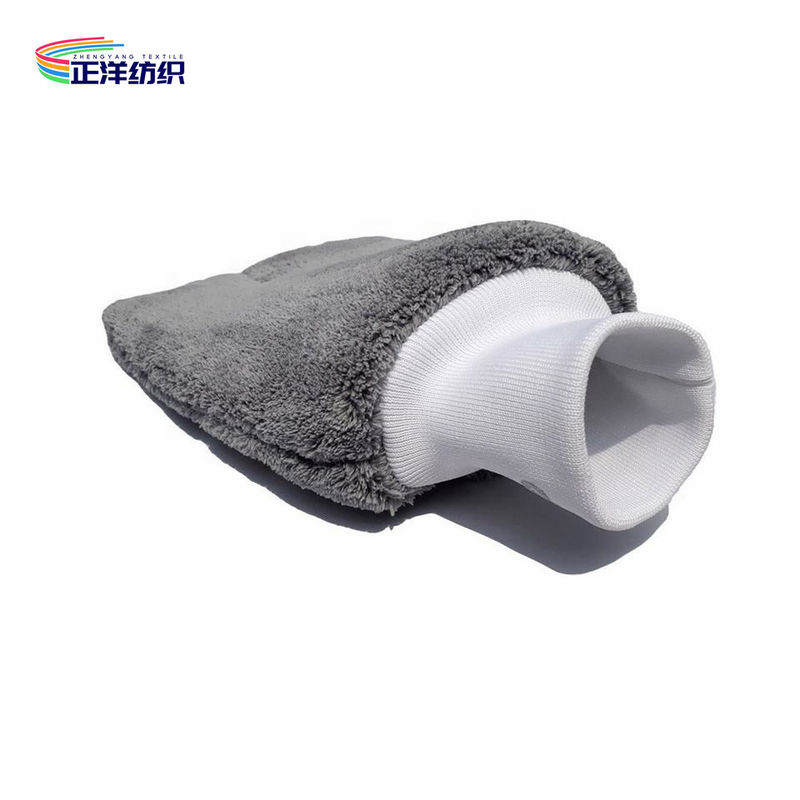 28x16cm 70% Polyester 30% Polyamide Grey Microfiber Cloth Car Washing Glove Mitt