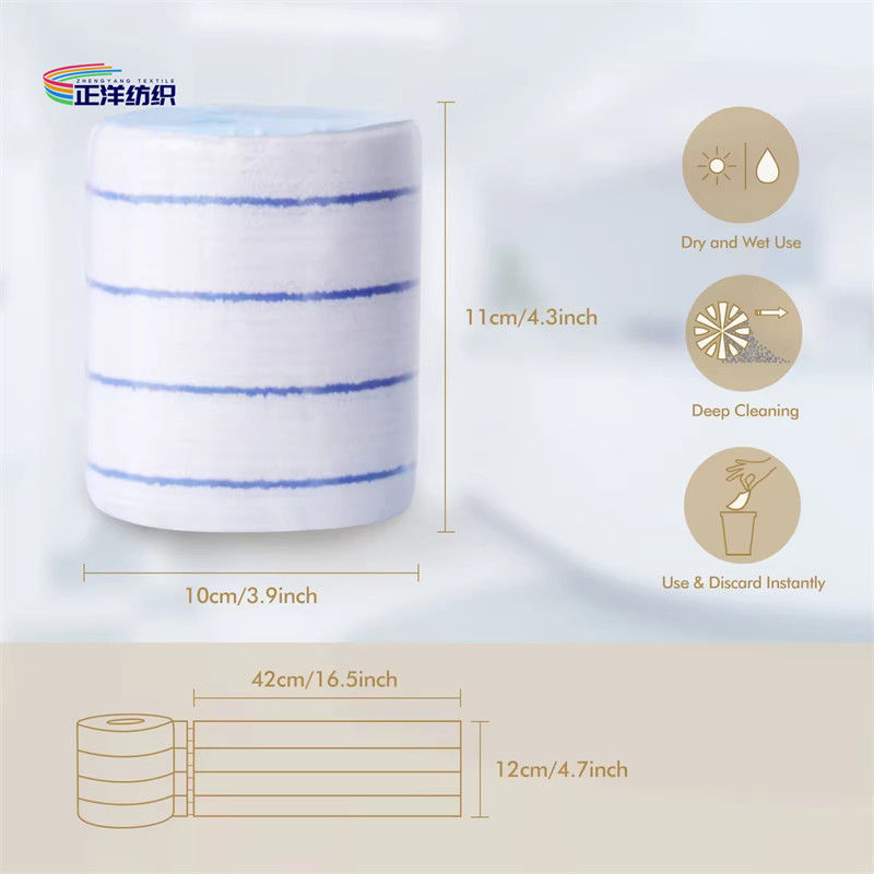 12x42cm Microfiber Cleaning Mop White Fabric Blue Stripes Non-Woven Cloth Disposable Mop Refill Pad