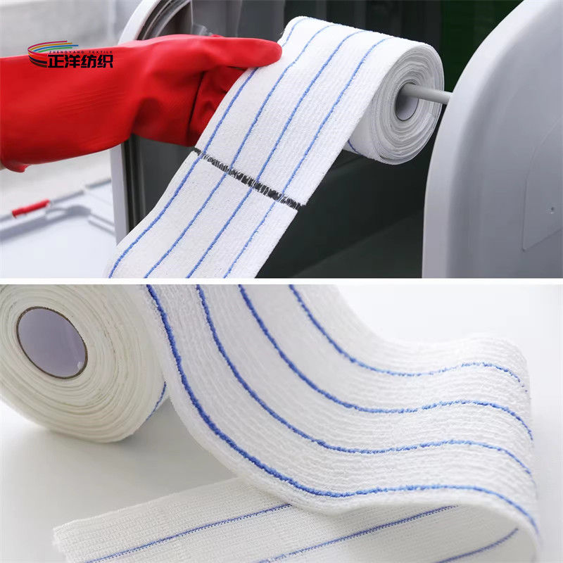 12x42cm Microfiber Cleaning Mop White Fabric Blue Stripes Non-Woven Cloth Disposable Mop Refill Pad